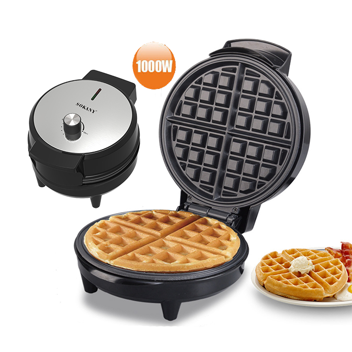 Máy Làm Bánh Kẹp Tàn Ong, Waffle, Bông Lan Khuôn Tròn Có Chỉnh Nhiệt Độ
