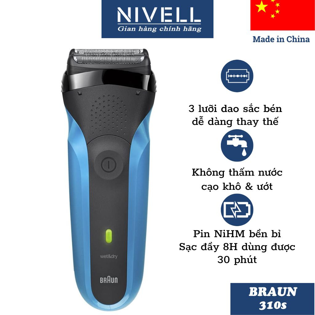 Máy cạo râu nam cao cấp Braun Series 3 Proskin 310s 3 lưỡi, máy cạo râu điện chính hãng nội địa Nhật Bản - NIVELL
