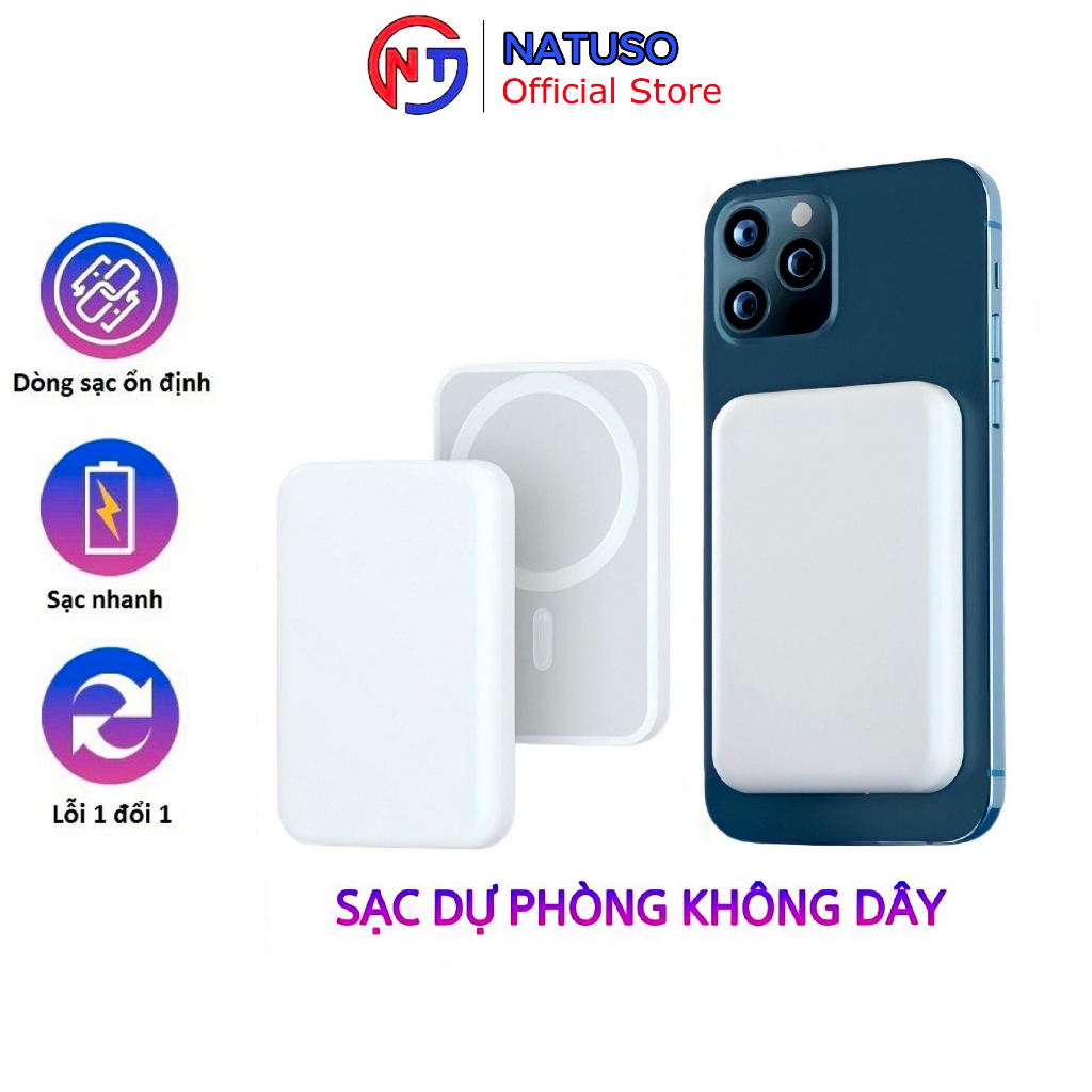 Sạc Dự Phòng Không Dây Từ Tính Sạc Nhanh Pin 5000mah Mini...