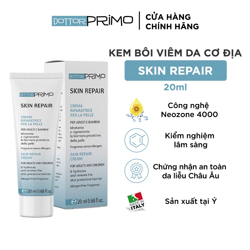 Kem bôi viêm da cơ địa DottorPrimo Skin Repair 20ml cấp ẩm, dưỡng da cải thiện tình trạng viêm da cơ địa