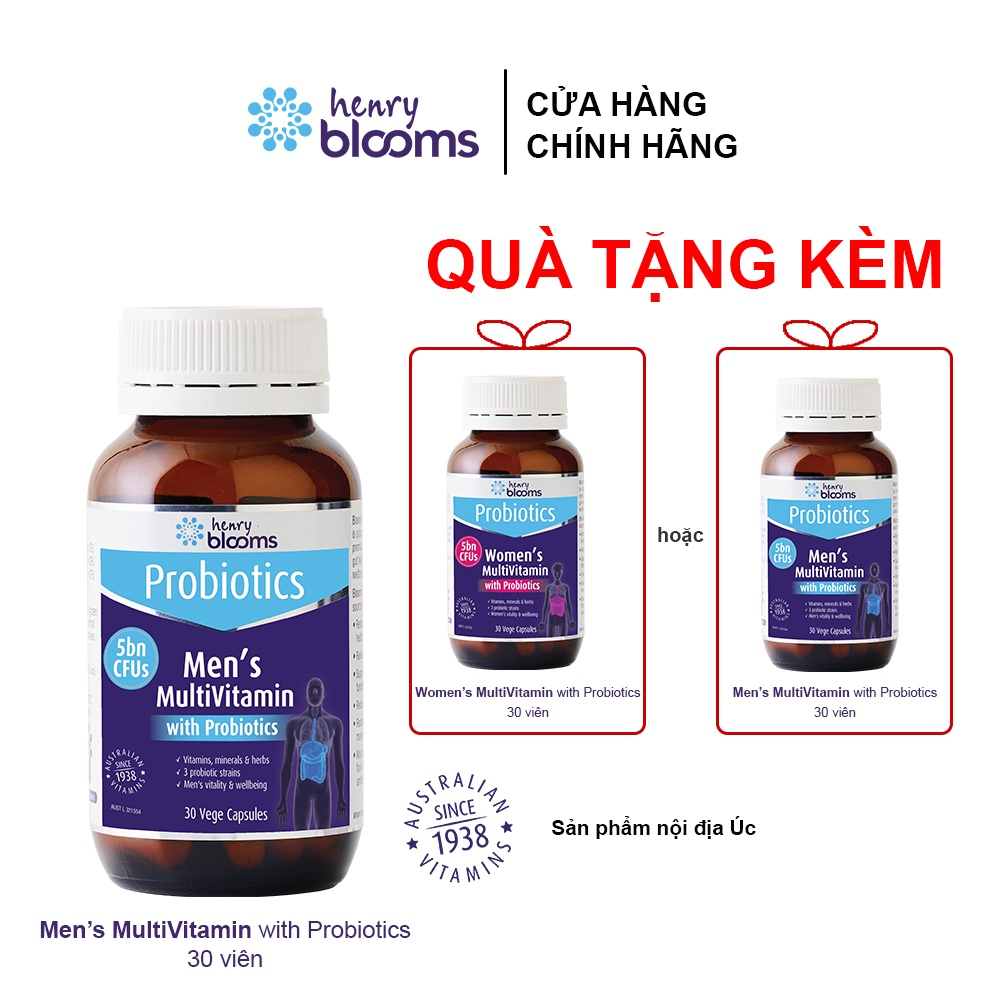 Vitamin tổng hợp cho nữ/nam Henry Blooms Women/Men's Multivitamin Probiotics (30 viên)
