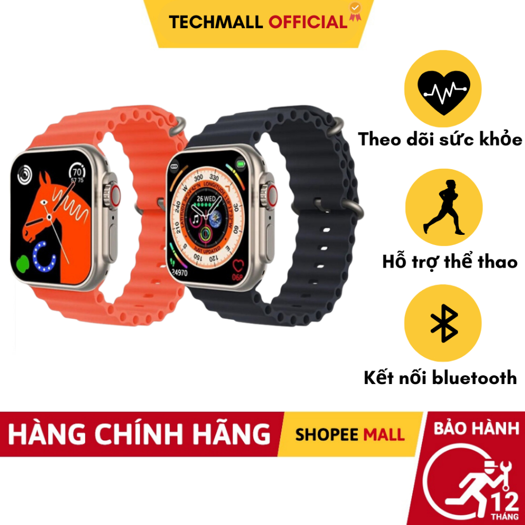 Đồng Hồ Thông Minh Ultra Bản 5.2 Kết Nối Bluetooth Hỗ Trợ Theo Dõi Sức Khỏe, Nghe Gọi, Nhận Thông Báo- TECHMALL.Official