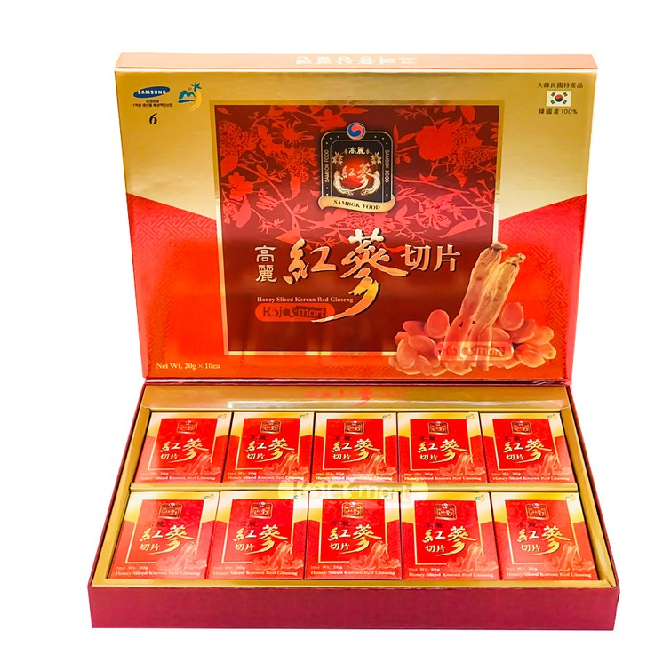 Hồng Sâm thái lát tẩm Mật ong SAMBOK Hàn Quốc hộp 200g _giúp tăng lực ,tinh thần sảng khoái, tăng đề kháng và miễn dịch