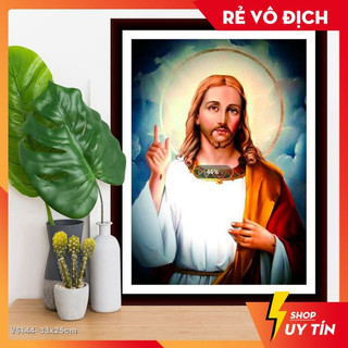 Tranh Đính Đá CHÚA GIESU LÒNG CHÚA THƯƠNG XÓT. Kích Thước: 73cm x 51cm