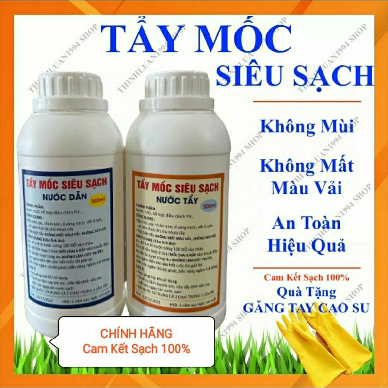 Tẩy Mốc, Tẩy Trắng Quần Áo MÀU, Áo Trắng (KHÔNG PHAI MÀU, KHÔNG MÙI) Tẩy Mốc Siêu Sạch