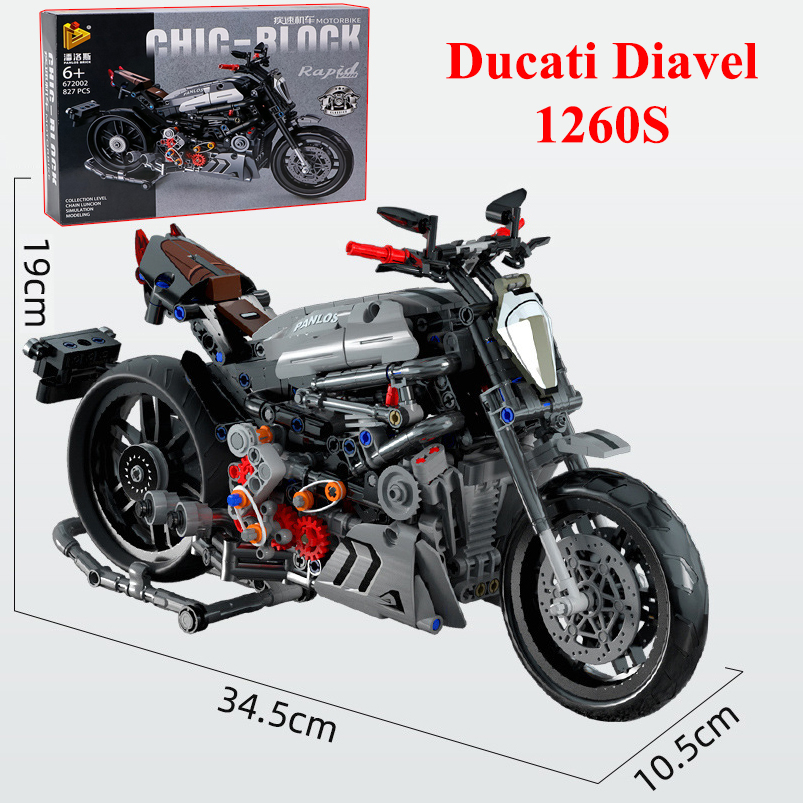 827 PCS - Size 35Cm - Bộ Đồ Chơi Lắp Ráp Mô Hình Xe Ducati Diavel 1260S Motor PKL, Đồ Chơi Xe Máy Moto Thể Thao