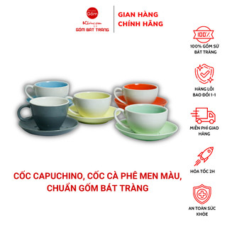 Cốc capuchino màu, bộ tách capuchino có đĩa gốm bát tràng
