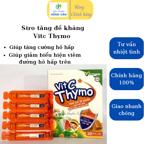 VitC THYMO, siro hỗ trợ tăng sức đề - giúp giảm viêm đường hô hấp cho bé - hộp 20 ống