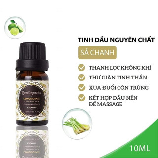 Tinh dầu sả chanh nguyên chất xông phòng đuổi muỗi, côn trùng, kháng khuẩn milaganics 10ml