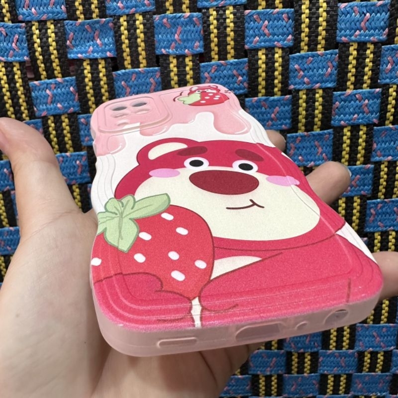 Ốp lưng Samsung A12 / A22 4G dẻo gấu dâu lotso viền lượn sóng bảo vệ camera