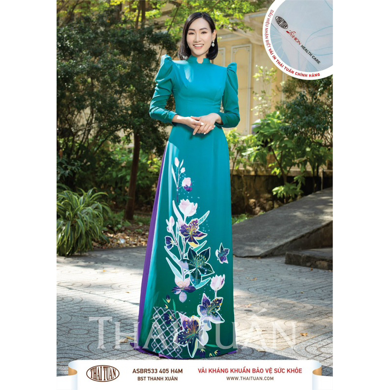 Vải Áo Dài lụa in Thái Tuấn- Hoạ tiết đơn giản