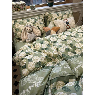 Bộ Chăn ga gối Cotton poly Hoa xanh siêu xinh Bo Decor 4 món đủ kích thước phong cách Hàn quốc