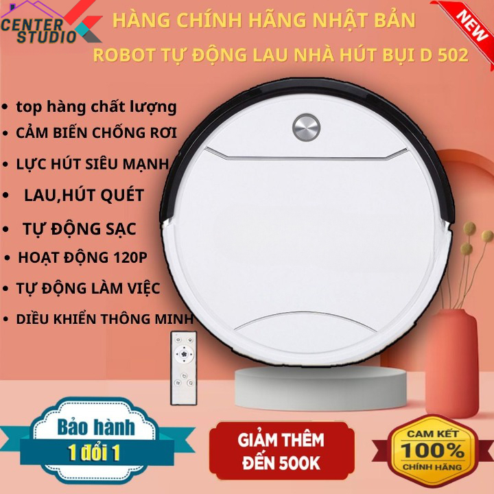 Robot Hút Bụi Lau Nhà Tự Động , ROBOT Hút Bụi  D502 PRO , Hút Sạch Bụi Bẩn, Tóc Rụng, Lông Động Vật , Hàng chính hãng..