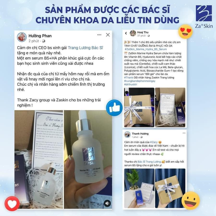 Serum B5 ZaSkin Marine Hydra 30ml - Dưỡng Ẩm, Phục Hồi Và Trẻ Hóa Làn Da