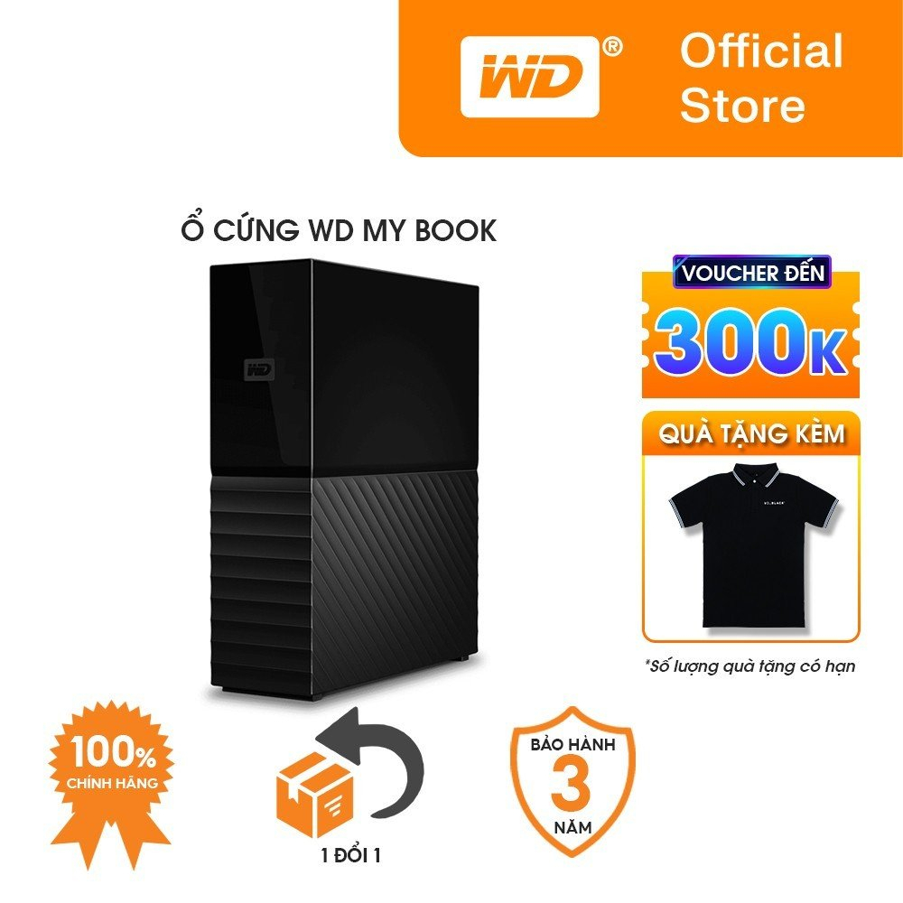 Ổ cứng máy tính để bàn WD My Book 3.5 cổng kết nối USB 3.2 Gen 1 bảo hành chính hãng