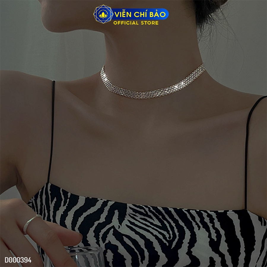 Dây chuyền bạc nữ choker dây đan chất liệu bạc 925 thời trang phụ kiện trang sức Viễn Chí Bảo D000394
