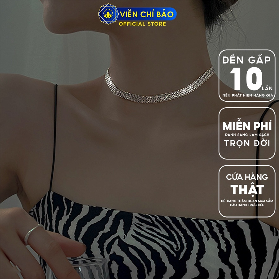 Dây chuyền bạc nữ choker dây đan chất liệu bạc 925 thời trang phụ kiện trang sức Viễn Chí Bảo D000394