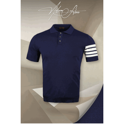 ÁO POLO NAM ADAM STORE LEN XANH TAY KẺ AP111