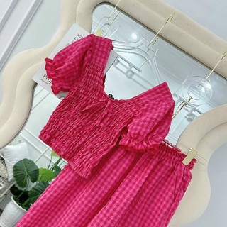 (SHOP BIGSIZE NỮ 50KG ĐẾN 90KG ) set áo caro quần ống suôn