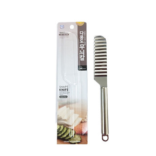 Dao thái hình zig-zac dài 24cm, lưỡi dài 12cm bằng thép không gỉ an toàn sức khỏe GGOMi Hàn Quốc GG353