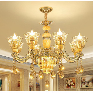 Đèn chùm LUKSER phong cách cao cấp trang trí nội thất hiện đại, sang trọng loại 8 bóng - kèm bóng LED chuyên dụng.
