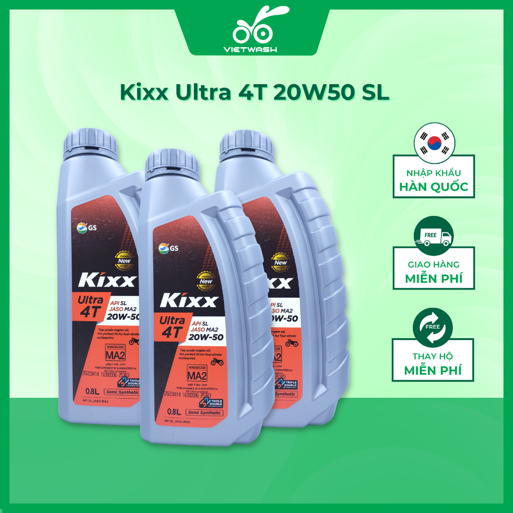 Nhớt xe máy, nhớt xe số Kixx Ultra 4T 20W50 API SL 800ml [MIỄN PHÍ CÔNG THAY NHỚT]