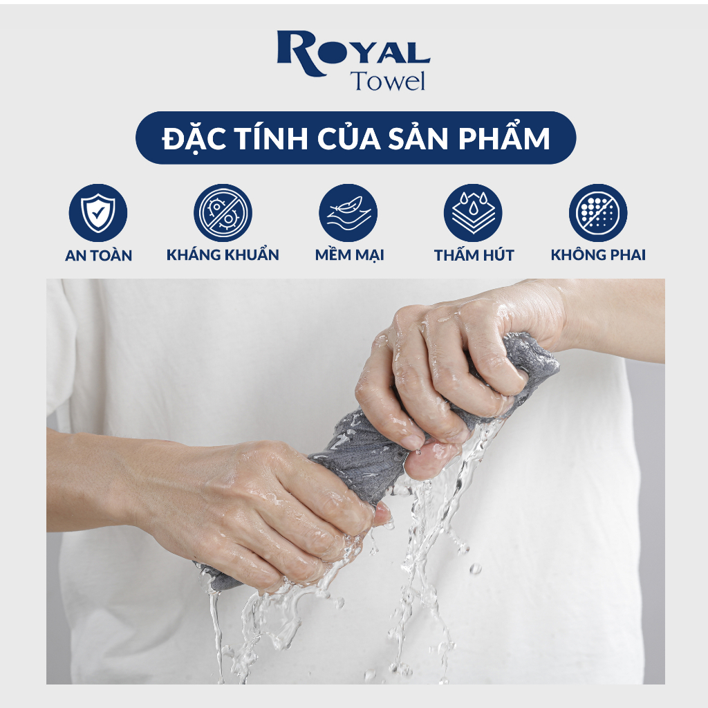 Khăn Tắm Gội Đầu Lau Mặt ROYAL TOWEL Dùng Cho Gia Đình Spa Khách Sạn 100% Cotton Thấm Hút Không Ra Màu