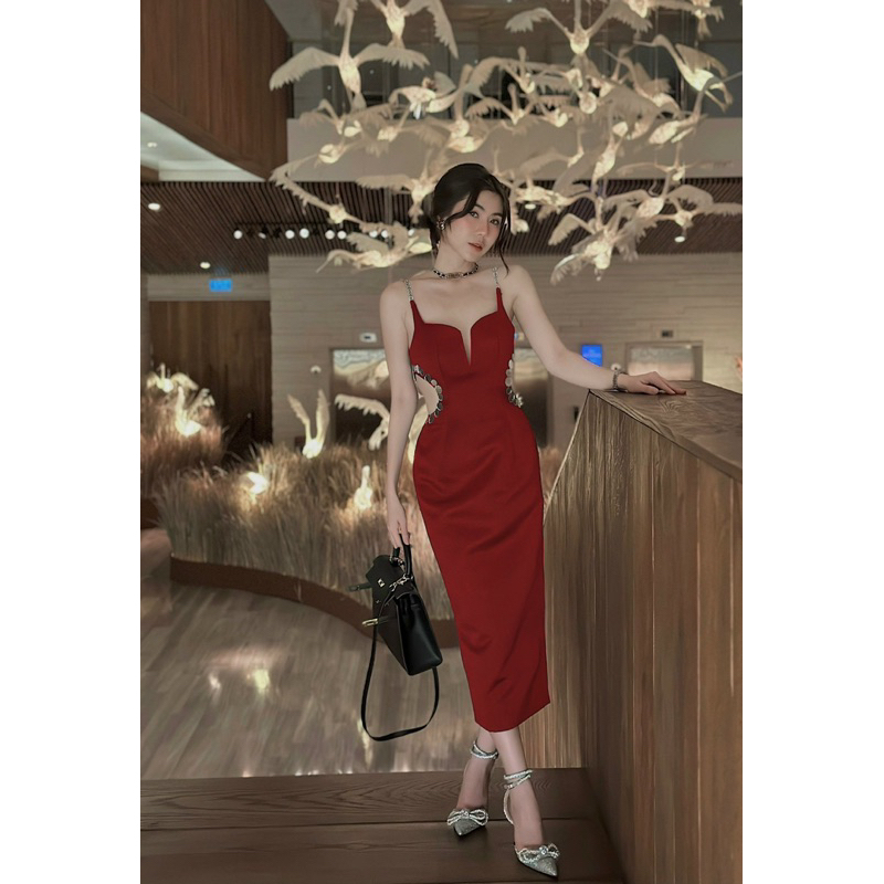ĐẦM BODY 2 DÂY ĐÁ EO KẾT GƯƠNG