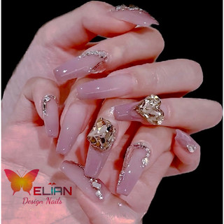 Móng úp, Nailbox thiết kế màu thạch ombre đính đá khối tim siêu sang chảnh
