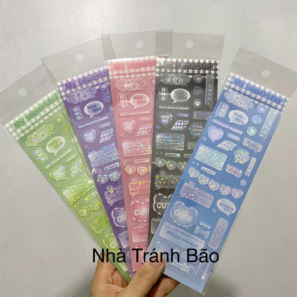 Sticker Chữ Hàn Lấp Lánh