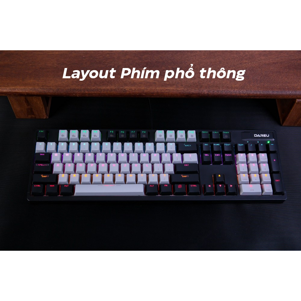 Bàn phím quang cơ Dareu EK1280X Black Grey Optical switch Keycap ABS Double shot 2 màu đẹp mắt