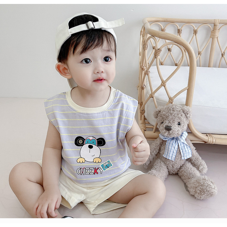 Bộ Ba Lỗ Bé Trai, Bé Gái Cheeky Kẻ Sọc Dễ Thương Chất Cotton Mềm, Áo Ba Lỗ Xinh Cho Bé