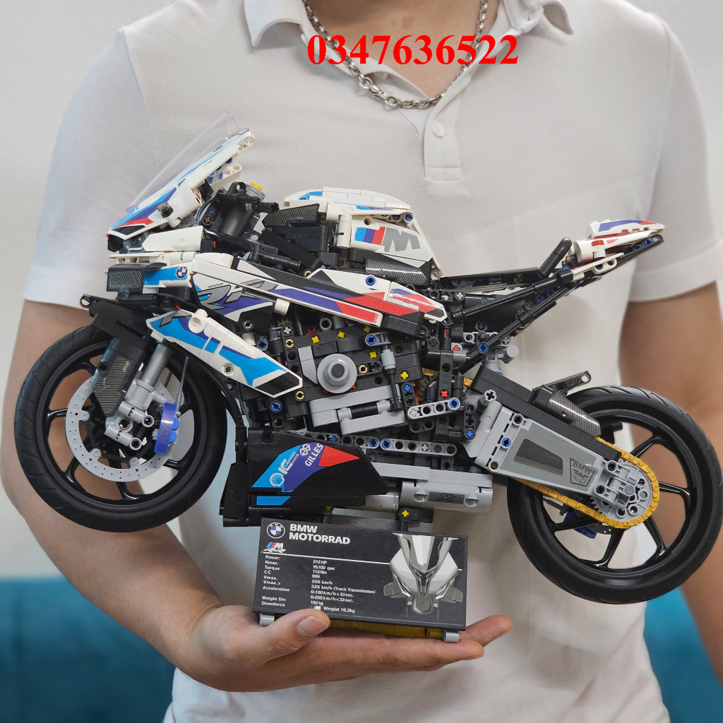 1920 PCS - Size 45Cm - Bộ Đồ Chơi Lắp Ráp Mô Hình Xe Motor PKL BMW M1000RR,Mô Hình Xe Máy Phân Khối Lớn Moto GP