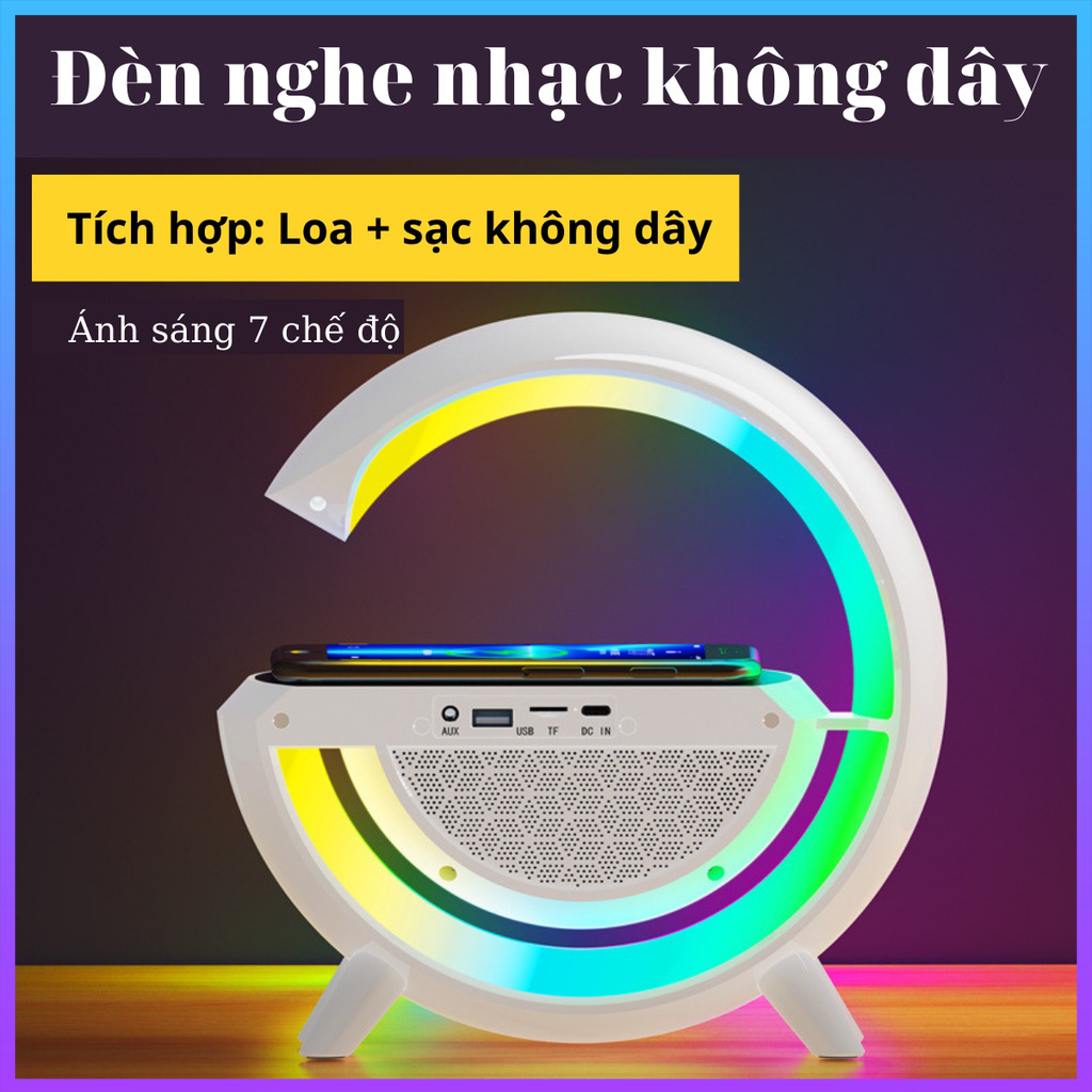Loa bluetooth YN 2209 loại xịn, đèn chữ G hình vầng trăng khuyết kiêm đế sạc không dây, tích hợp đèn ngủ, có sạc nhanh