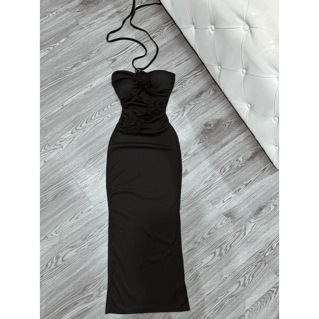 Đầm Thun Body Đính Hoa Buộc Dây Gợi Cảm Sang Chảnh Tôn Dáng Hàng Free Size M662