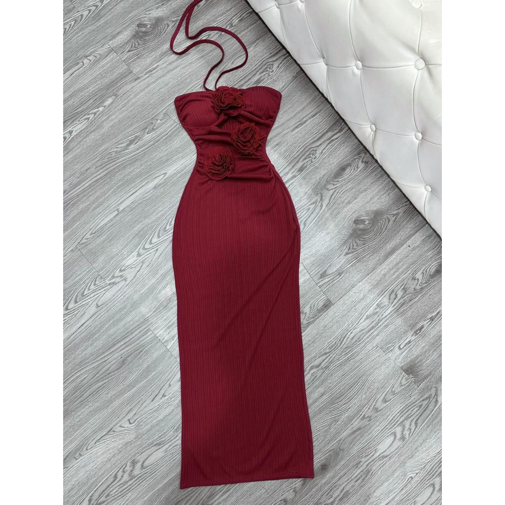 Đầm Thun Body Đính Hoa Buộc Dây Gợi Cảm Sang Chảnh Tôn Dáng Hàng Free Size M662