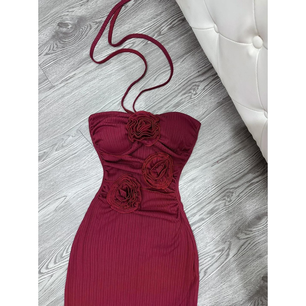 Đầm Thun Body Đính Hoa Buộc Dây Gợi Cảm Sang Chảnh Tôn Dáng Hàng Free Size M662