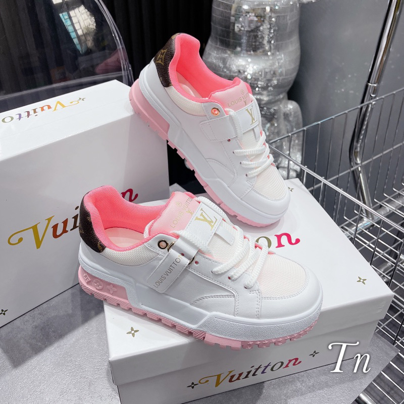 Giày thể thao lv đai gót nâu hàng qc fullbox bill