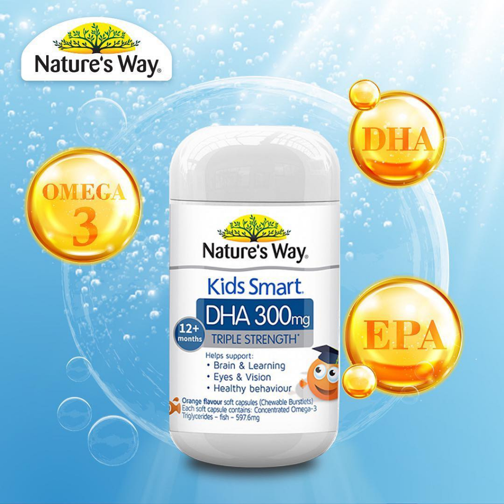 Viên nhai Nature's Way Kids Smart DHA 300mg bổ sung DHA cho bé (50 viên)