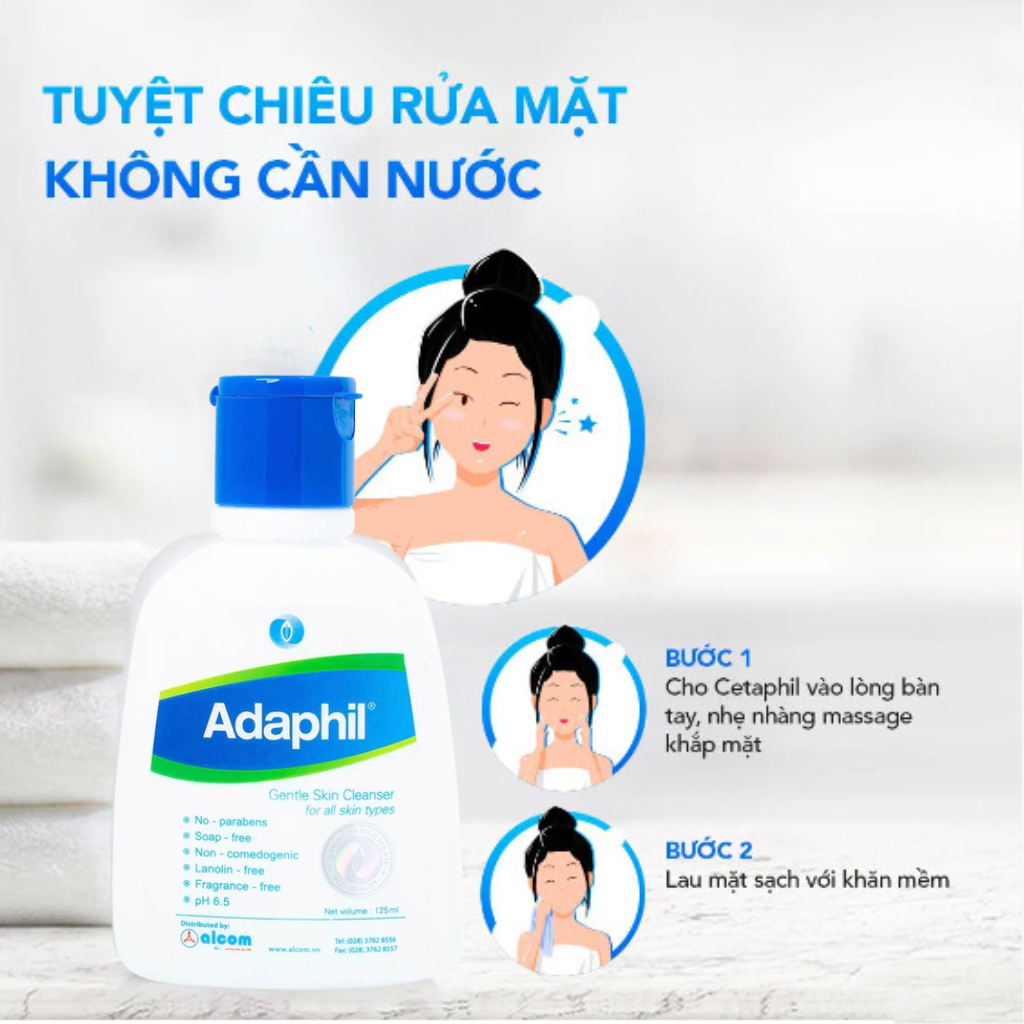 Sữa rửa mặt Adaphil Gentle Skin Cleanser Gamma dành cho mọi loại da (125ml)