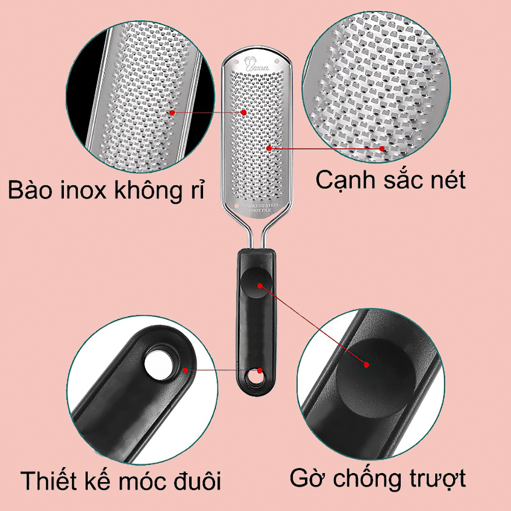 Cây chà gót chân inox 304 loại mới rất bén hiệu quả cho vùng da bị chai dày