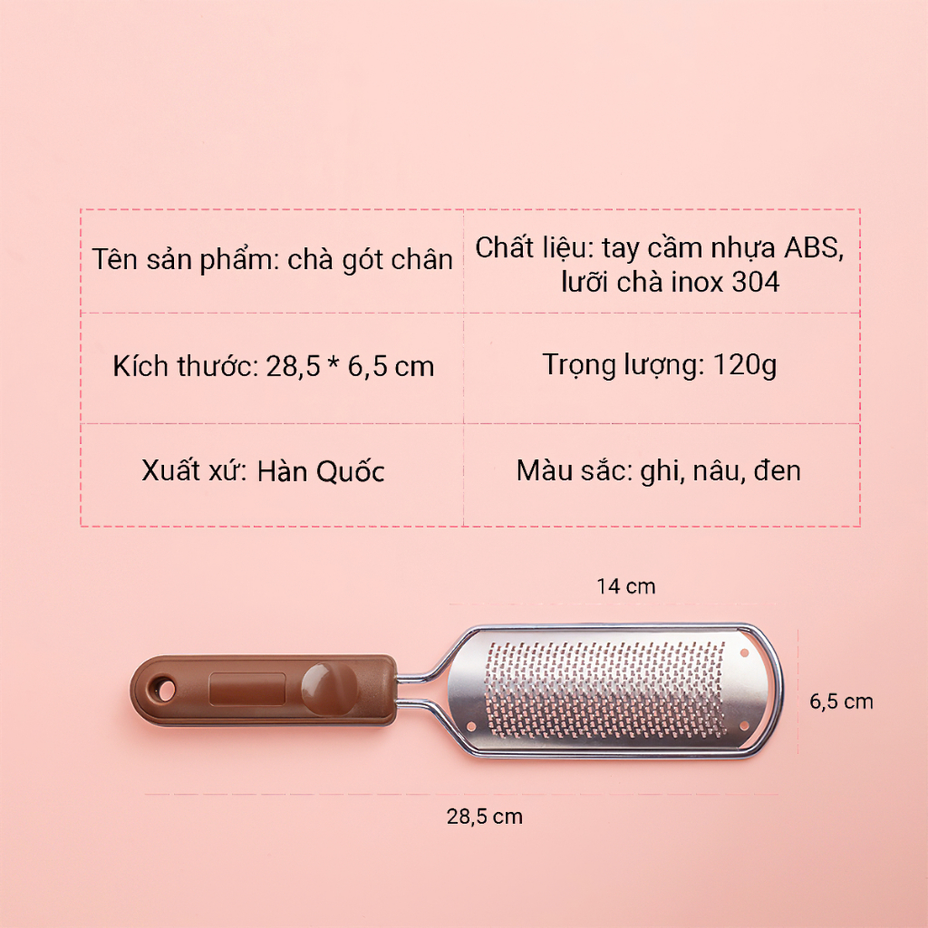 Cây chà gót chân inox 304 loại mới rất bén hiệu quả cho vùng da bị chai dày