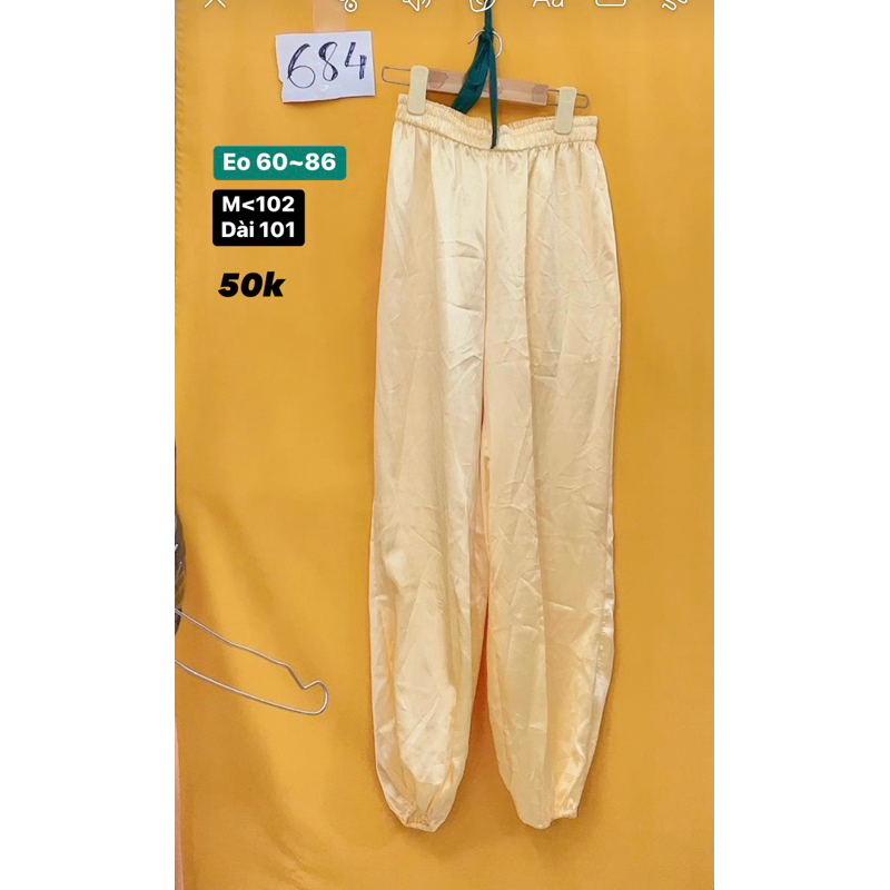 Quần voan vàng bo chun mượt freesize.S684