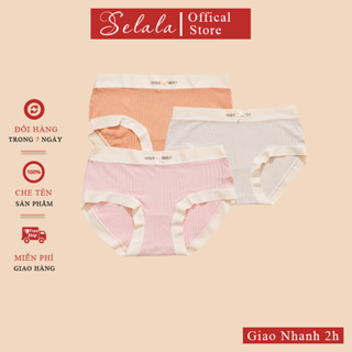 COMBO 3c Quần Lót Nữ Selala Cotton Cạp Vừa Gân Tăm Co Giãn 4 Chiều Thông