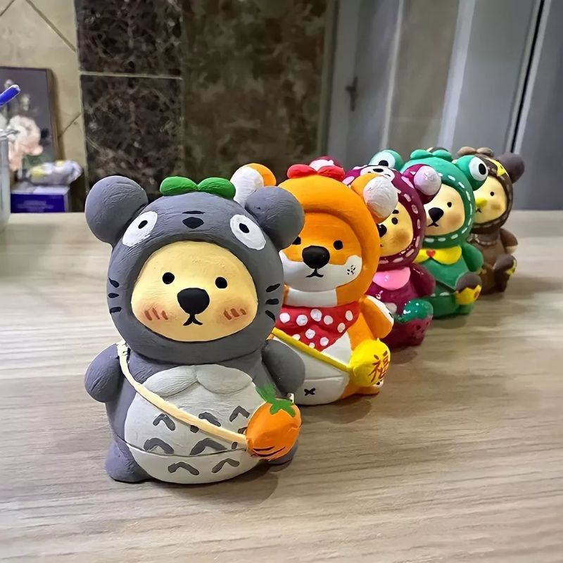 Tượng Thạch Cao Gấu Đeo Túi Size Mini 6cm