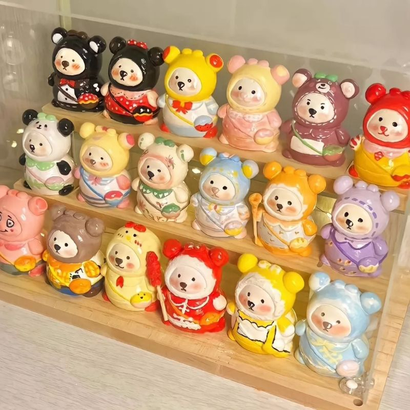 Tượng Thạch Cao Gấu Đeo Túi Size Mini 6cm