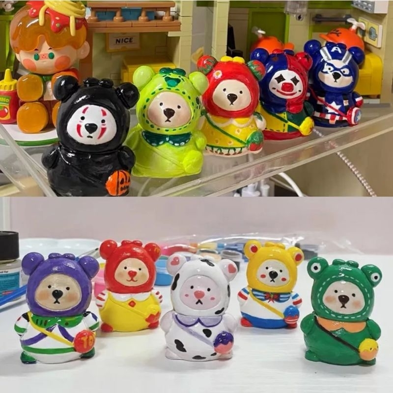 Tượng Thạch Cao Gấu Đeo Túi Size Mini 6cm