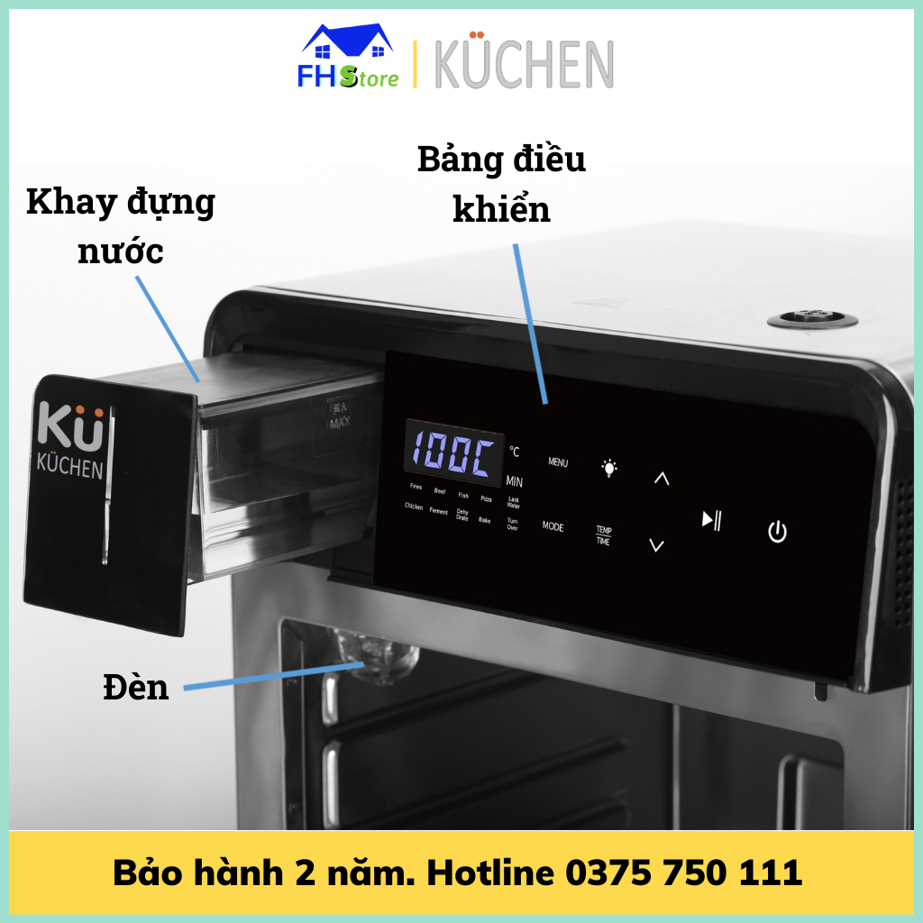 Nồi chiên hơi nước KUCHEN KU PCL2228 16L Đa chức năng chiên, hấp bảo hành 24 tháng