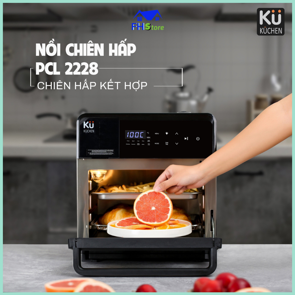 Nồi chiên hơi nước KUCHEN KU PCL2228 16L Đa chức năng chiên, hấp bảo hành 24 tháng