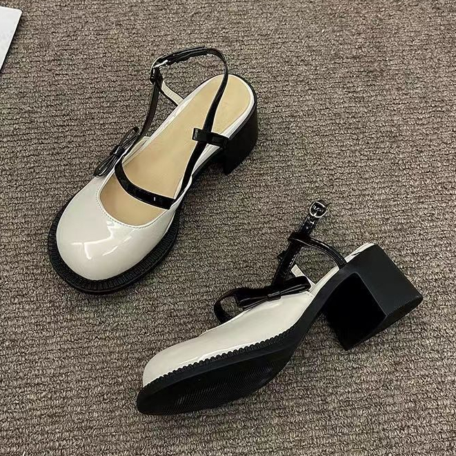 Giày Dép Sandal Da Mary Jane Cao Gót Thời Trang Mùa Hè